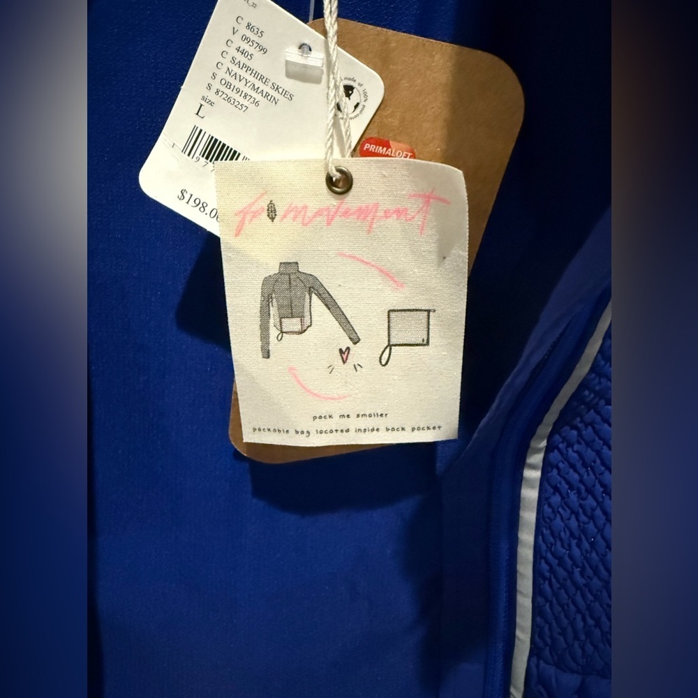 NWT FREE PEOPLE Packable blue athletic runner running outdoor light jacket - Picture 8 of 9